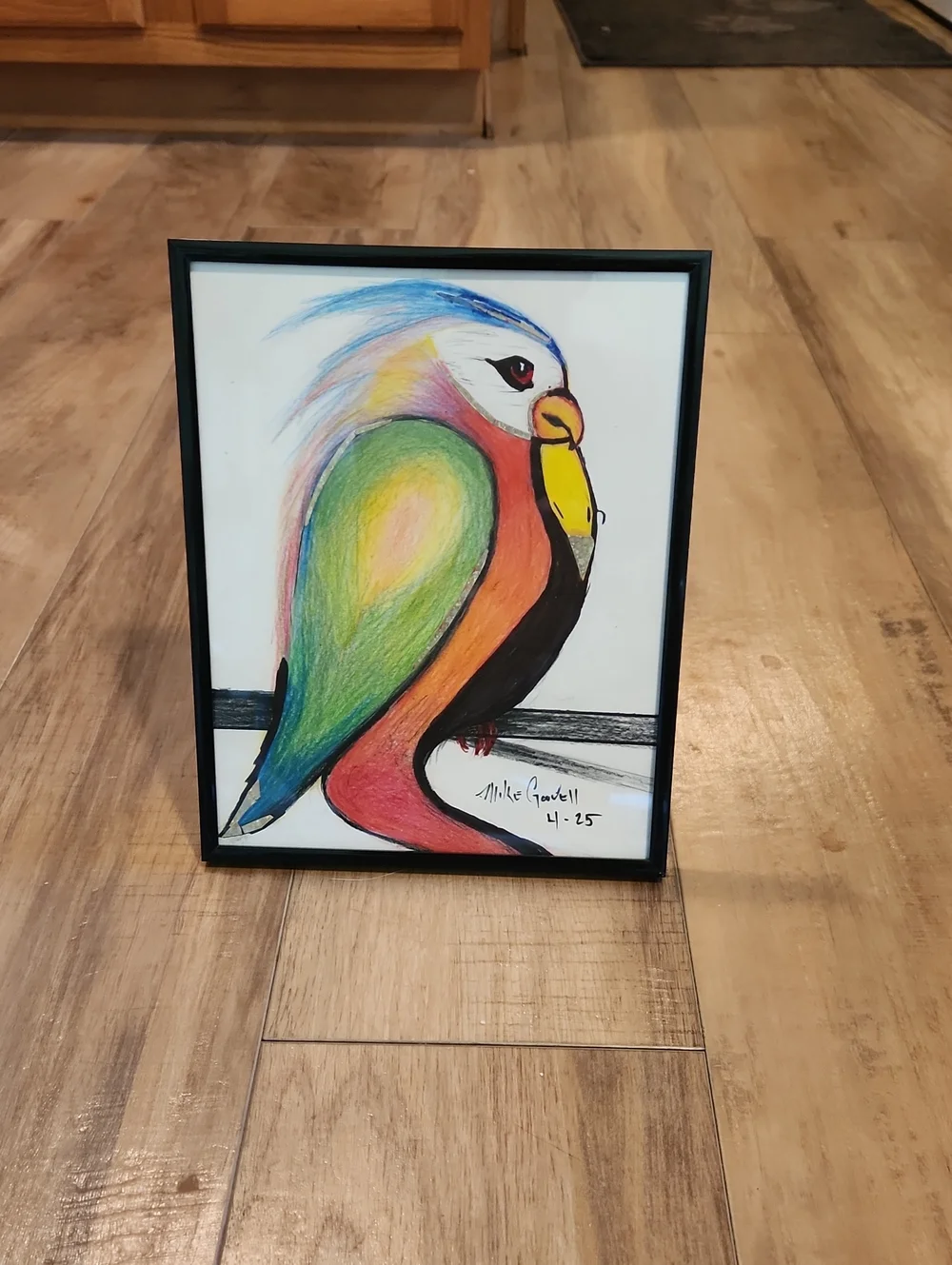 Hand Made Colorful Parrot Artwork Print - Multicolor